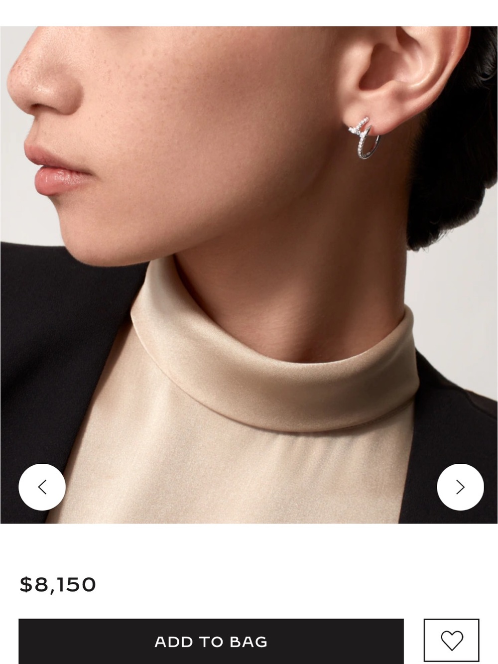 JUSTE UN CLOU HOOP EARRINGS, SMALL MODEL, PAVED - Picture 3 of 7